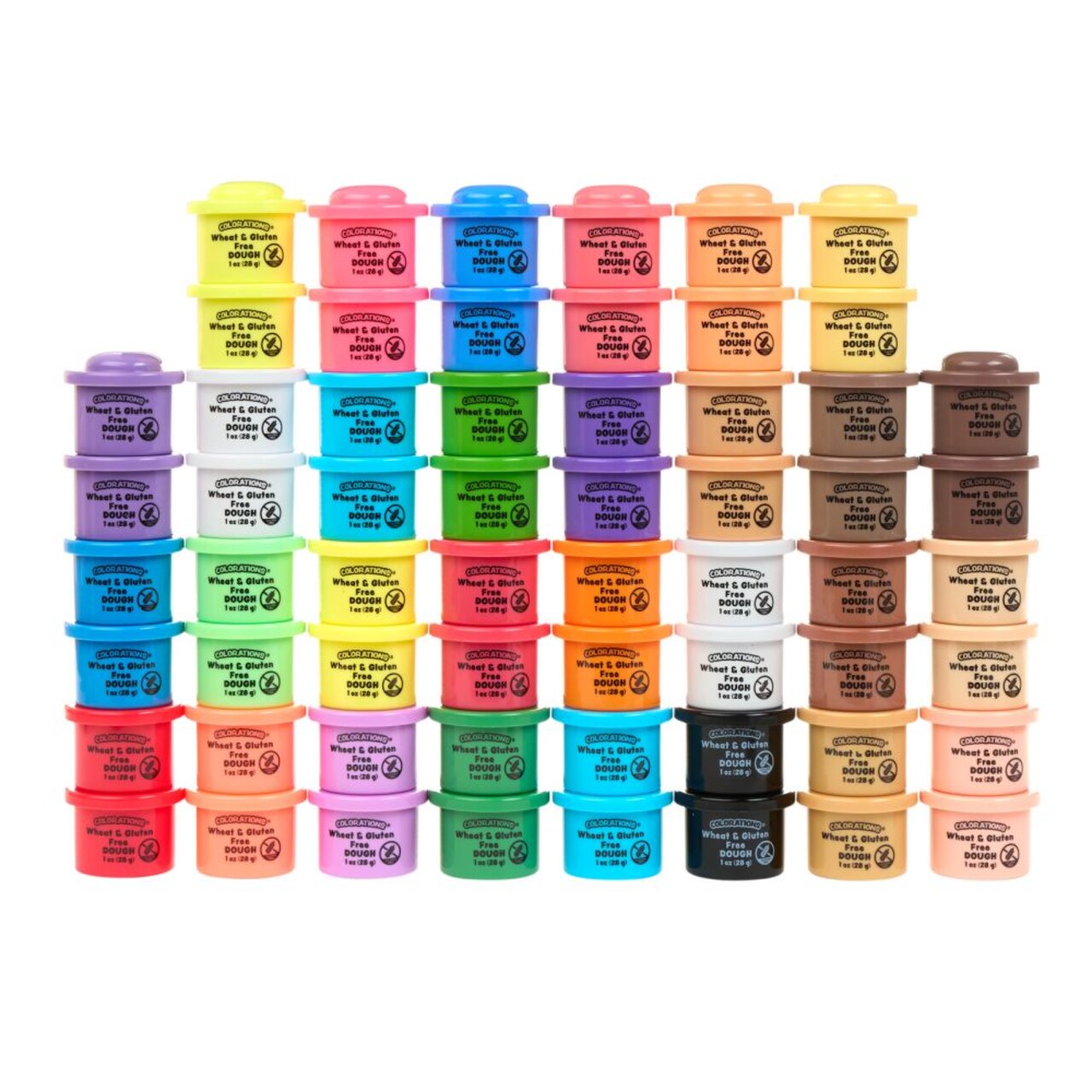 Colorations Wheat & Gluten Free Dough Variety Pack - Set of 60, 1 oz. Each - Assorted Colors - Sensory Play for Kids, Bulk Party Favors, Stocking and Easter Basket Stuffers